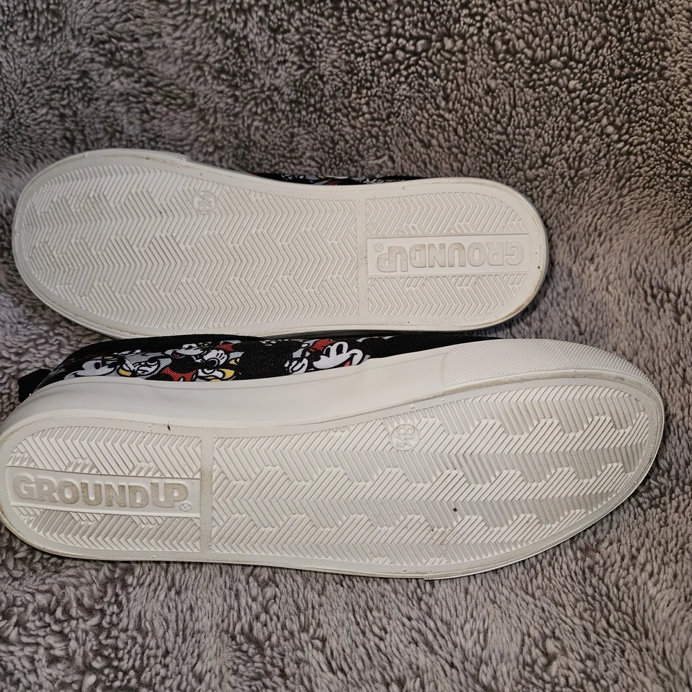 Ground Up Disney Mickey Mouse Sneakers Black Canvas Low Top Unisex Mens 8.5 W 10